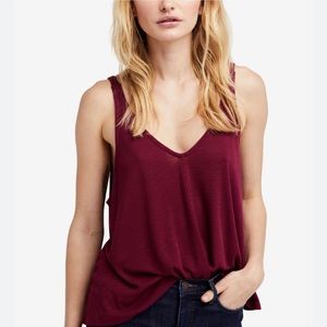 Free People Ribbed Tank in Burgundy Size M